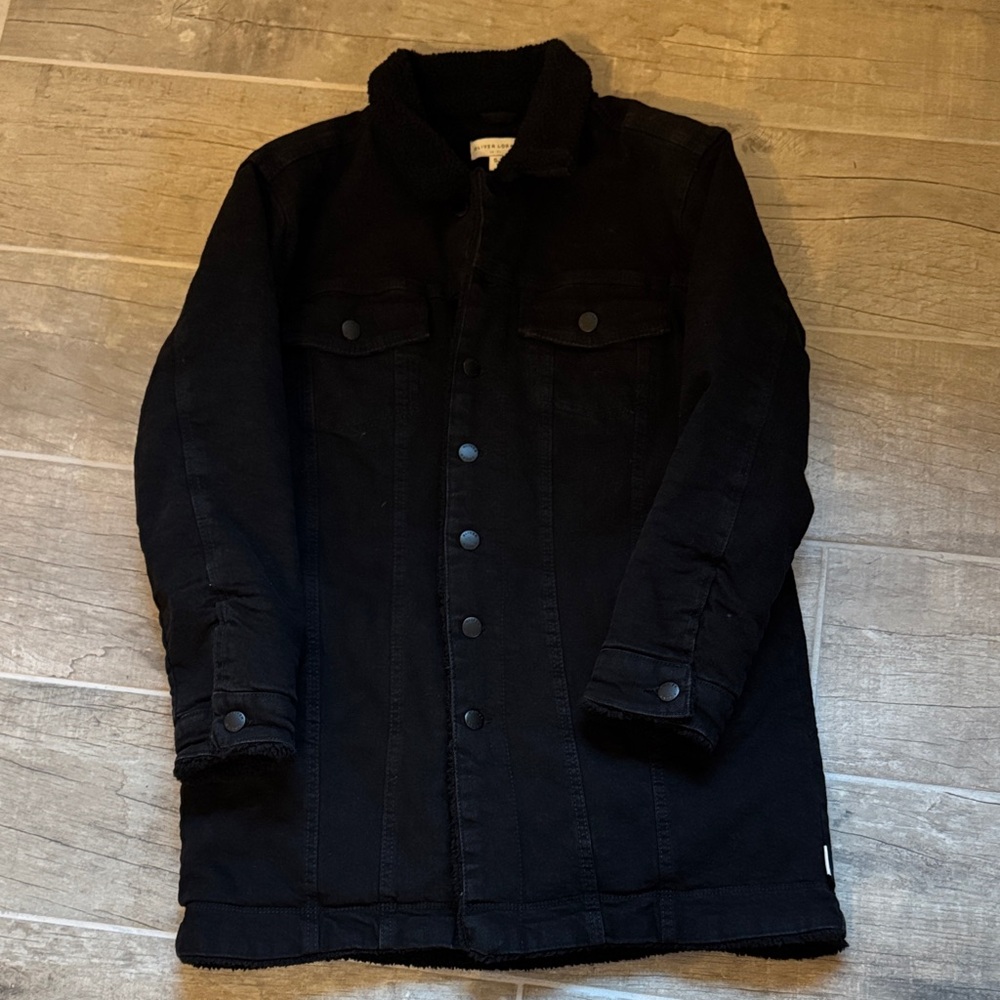 Women’s Sherpa Lined Black Denim Jacket